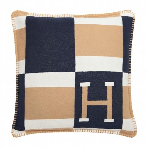 King Home Paris Home Geometrikus Díszpárna Tengerészkék-Bézs H-mintával