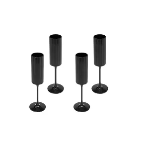   King Home SHP CURLY pezsgőspohár szett műanyag fekete bordázott
