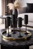 King Home SHP CURLY pezsgőspohár szett műanyag fekete bordázott