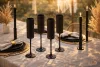 King Home SHP CURLY pezsgőspohár szett műanyag fekete bordázott