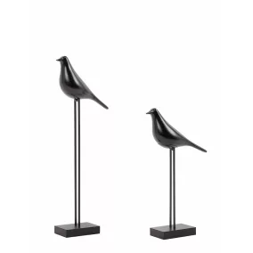   King Home Shp Birdy Dekoráció Szett Műanyag Fém Fekete Madár Figura