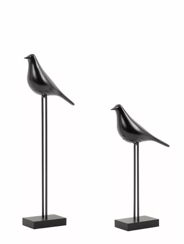 King Home Shp Birdy Dekoráció Szett Műanyag Fém Fekete Madár Figura