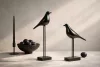 King Home Shp Birdy Dekoráció Szett Műanyag Fém Fekete Madár Figura