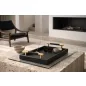   King Home SHP PORTO dekoratív tálca fekete ekosbőr arany fogantyúval
