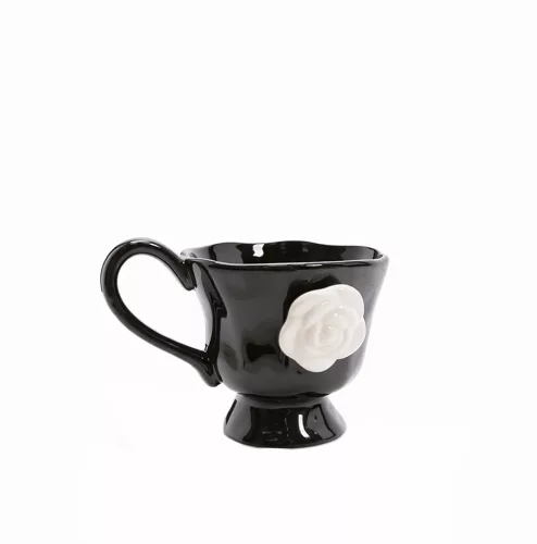 King Home SHP Fehér Rózsa Bögre Kerámia Fekete 300 ml