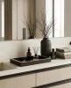 SHP Marble Dekorációs Tálca Üveg Fekete-Arany Márvány Mintázattal