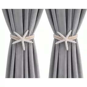   SHP Starfish Függönytartó Készlet Rozgwiazda Díszítéssel Fehér Tengerparti Stílusban