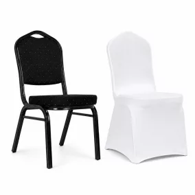   King Home Heron Bankett Szék Fekete Acél Fehér Wedding Huzattal