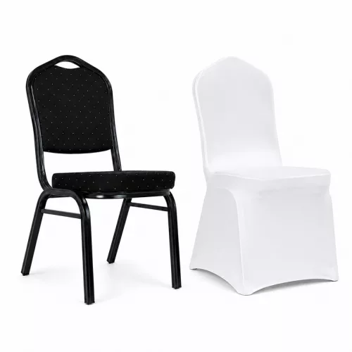 King Home Heron Bankett Szék Fekete Acél Fehér Wedding Huzattal