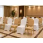   King Home HERA Bankett Szék Szett Arany Acél Bézs Kárpittal és Fehér WEDING Huzattal (2+2 db)