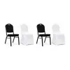 King Home Heron & Wedding Bankett Szék Szett Fekete Acél Fehér Huzattal