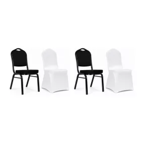   King Home Heron & Wedding Bankett Szék Szett Fekete Acél Fehér Huzattal
