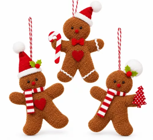 SHP Cookie Mézeskalács Figura Karácsonyi Függő Dekoráció Barna 3 db-os Szett