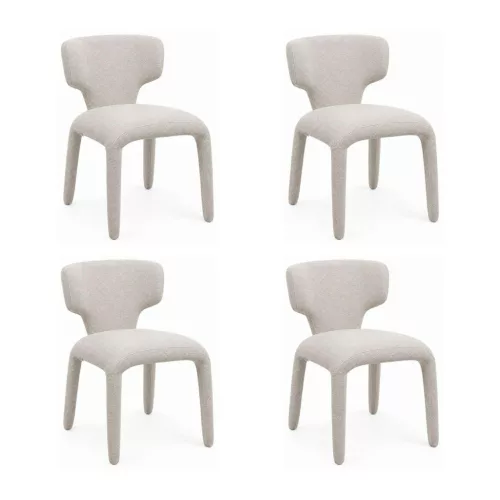 King Home Apulia Szék Szett Poliszter Bézs Szoborszerű Design (4 db)