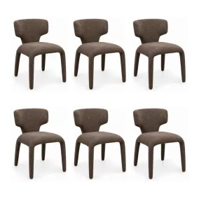   King Home Apulia Szék Szett Poliszter Barna / Taupe Strukturált Kárpit 6 Darabos