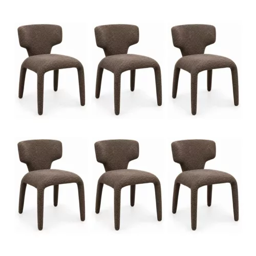 King Home Apulia Szék Szett Poliszter Barna / Taupe Strukturált Kárpit 6 Darabos
