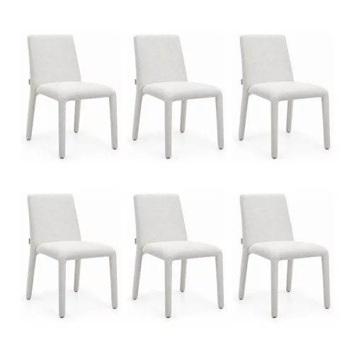 King Home ALYA Szék Szett Poliészter Bézs Minimalist Elegancia (6 db)