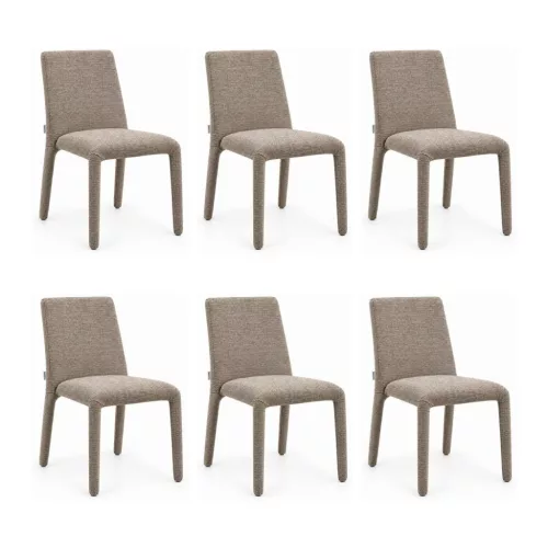King Home Alya Szék Szett Poliészter Barna/Taupe 6 Darabos