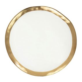 KARE Bell Porcelán Tányér 38 cm Fehér-Arany