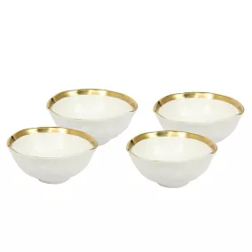   Kare Design Bell Tálkaszett 15 cm Porcelán Fehér-Arany 4 db