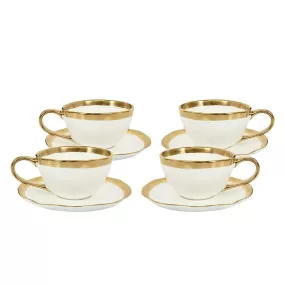   Kare Design Bell Kávéscsésze Szett Porcelán Fehér-Arany 4 Darabos