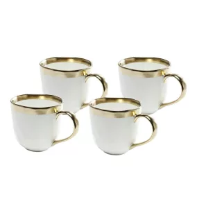   Kare Design Bell Bögre Szett Porcelán Fehér-Arany 4 darabos