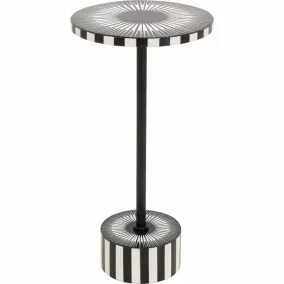   Kare Design Iris Kisasztal MDF Poliresin Fekete-Fehér Sugárzó Mintával