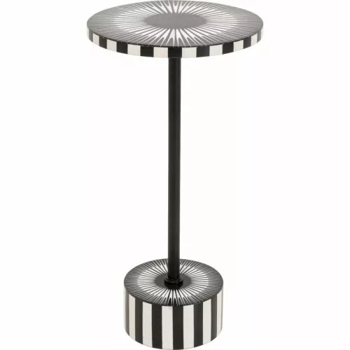 Kare Design Iris Kisasztal MDF Poliresin Fekete-Fehér Sugárzó Mintával