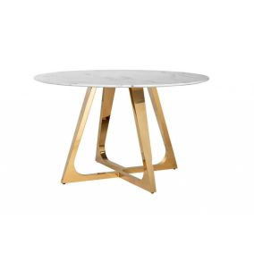   Richmond Dynasty Kerek Étkezőasztal Márvány Hatású Konglomerát Arany