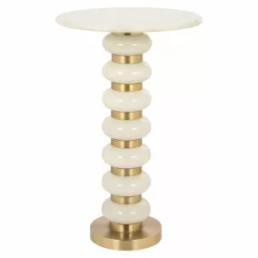 Richmond Barbara Luxus Márvány Kisasztal Fehér-Arany