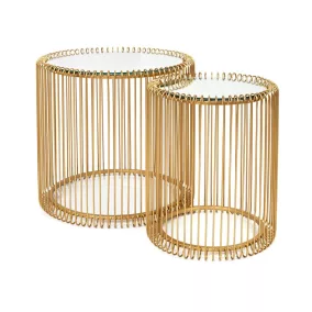 KARE Wire Réz Dohányzóasztal Szett Üveglappal