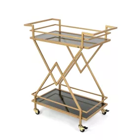   KARE Design Pyramids Arany Bárszekrény Üvegpolcos Gurulós