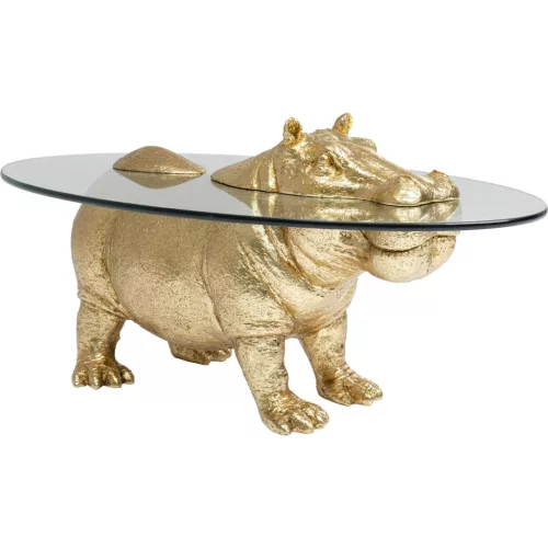 Kare Design Hippo Dohányzóasztal Arany Üveglappal