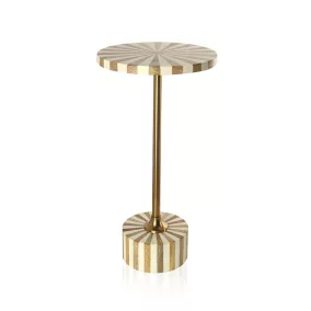   KARE Domero Cirque 25 Mangófa Kisasztal Fehér-Arany Sugaras Mintával