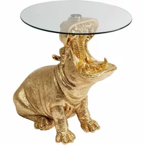 KARE Design HIPPO Arany Víziló Üveglapos Dohányzóasztal