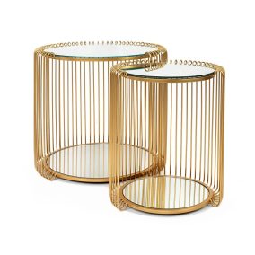 KARE Wire Double II Réz Tükrös Dohányzóasztal Szett