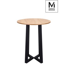 Modesto Tavolo 60 Kerek Tölgy Asztal Fekete Fémlábbal