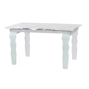   King Home Vendome Opti White Üveg Étkezőasztal Hullámos Lábakkal