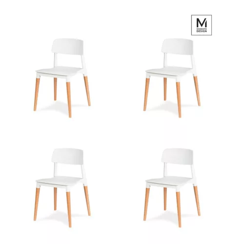 Modesto Design Ecco Szék Készlet Polipropilén Bükk Fehér Skandináv Design (4 db)