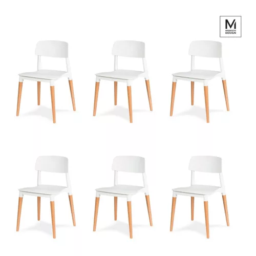 Modesto Design Ecco Szék Szett Polipropilén Bükk Fehér Skandináv 6 Darabos