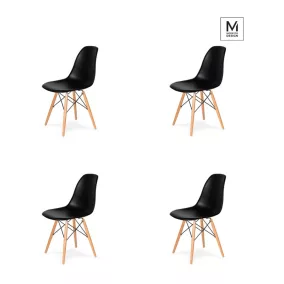 Modesto Design DSW Szék Szett Fekete Bükk Alappal (4 db)