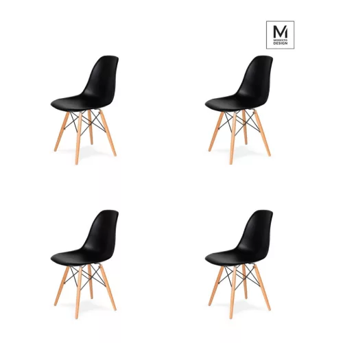 Modesto Design DSW Szék Szett Fekete Bükk Alappal (4 db)
