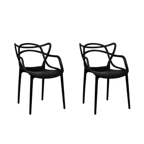   Modesto Design HILO Szék Készlet Polipropilén Fekete Minimalistás (2 db)