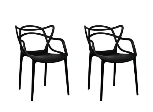 Modesto Design HILO Szék Készlet Polipropilén Fekete Minimalistás (2 db)