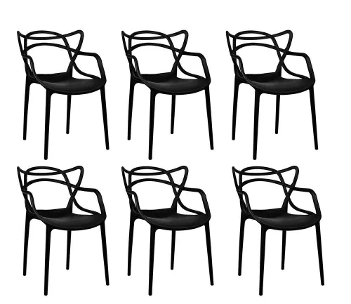 Modesto Design HILO Szék Szett Polipropilén Fekete 6 Darabos