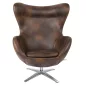   KING HOME Egg Széles Forgó Fotel Műbőr Vintage Csokoládébarna
