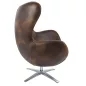   KING HOME Egg Széles Forgó Fotel Műbőr Vintage Csokoládébarna