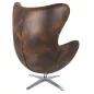   KING HOME Egg Széles Forgó Fotel Műbőr Vintage Csokoládébarna