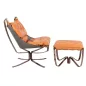   King Home Arni Low Pihenőfotel Műbőr Narancssárga Sötét Réz Lábtartóval