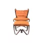   King Home Arni Low Pihenőfotel Műbőr Narancssárga Sötét Réz Lábtartóval